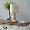 Lalia Home 12.5in Organix Farmhouse Distressed Neutral Resin Base Mini Desk Lamp, Beige Fabric Shade, Beige LHT-5063-BG